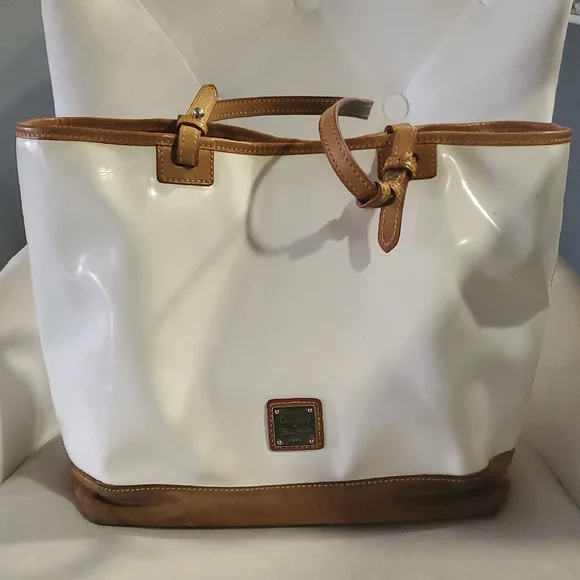 Dooney & Bourke White  and Brown Tote Bag - Picture 3 of 16